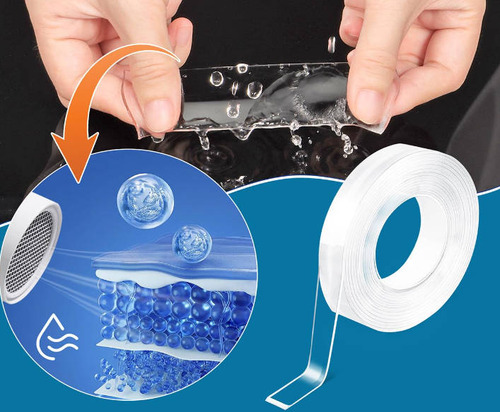 Cinta Nano tape doble cara adhesiva trasparente lavable a prueba de agua blanco genérica.