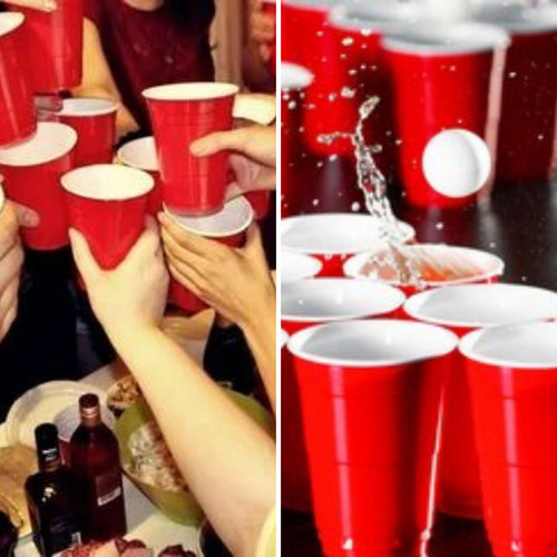 Juego de Beer Pong con 24 piezas Total Leisure Fun, color AZUL/ROJO