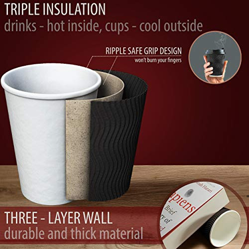 Vasos De Café Desechables Aislados Tapas Y De 12 Oz,...