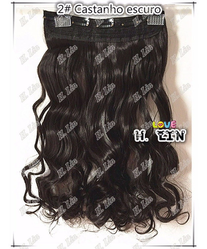 Cabelo Tic Tac 60cm Cor 2 Castanho Kit 2 Apliques + 1 Franja