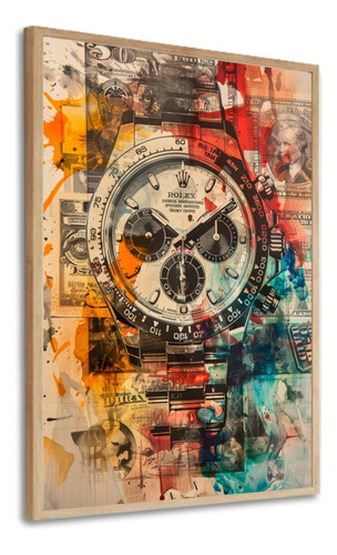Quadro Decorativo Relógio Arte Moderna 60 X 80 Com Moldura