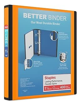 Binder Staples Better, 3 Anéis, 1,5 Polegadas, Laranja, Paco