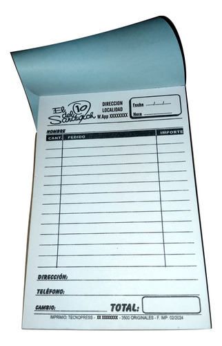 500 Presupuestos - Nota Pedido - Comprobante - Tamaño 11x17