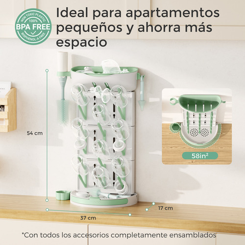 Momcozy Diy Escurridor De Biberones Grande Desmontable, Portabotellas de Viaje Desmontable para Accesorios de Bebé y Extractores