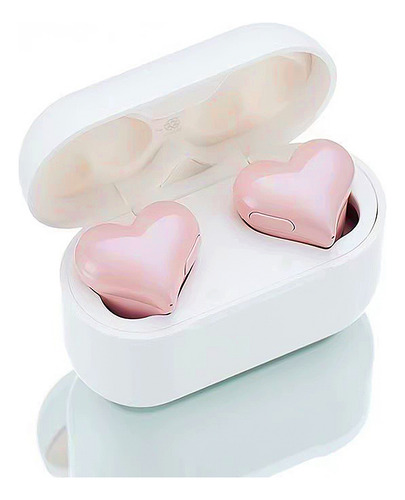 Auriculares En Forma De Corazón Bluetooth Cancelación Ruido Color Rosa