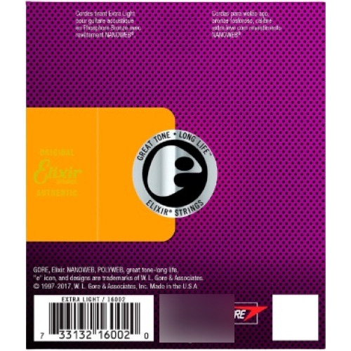 Cuerdas Para Guitarra Acústica Elixir 10/47 Nanoweb 16002