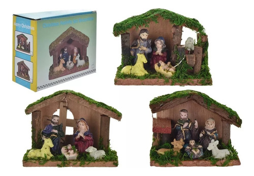 Pesebre Con Casa 5 Figuras Ideal Navidad