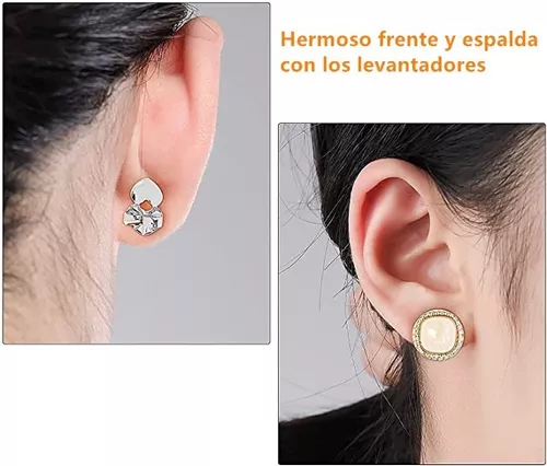 Abeillo 4 Pares elevadores de pendientes, hipoalergénicos, levantadores  para aretes para lóbulos caídos, Ajustables Magic earring backs lifters