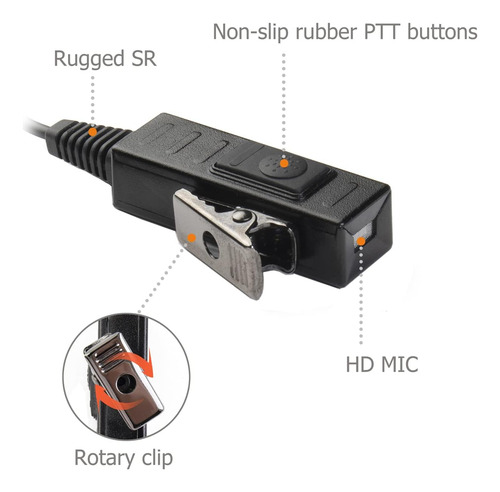 Walkie Talkie Auricular Con Micrófono - Tubo Desconexión Ráp