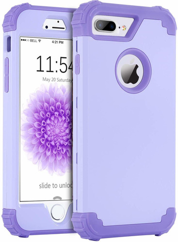Funda Triple Para iPhone 8 Plus, iPhone 7 Plus (violeta)