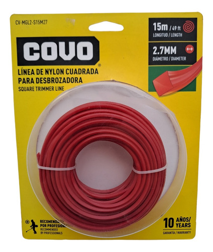 Nylon Cuadrado Para Desmalezadora 2.7mm De 15 Metros Covo