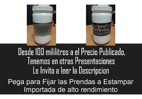 Imagen 1 de 1 de Pegatex Para Serigrafia O Estampado Textil Desde 100ml