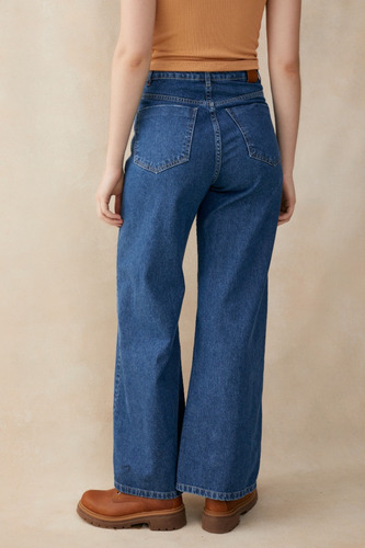 Jean Wide Leg Con Tajo Y Recorte Rimmel