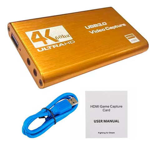 Capturador Hdmi Usb 3.0 4k Windows Mac Linux Dorado