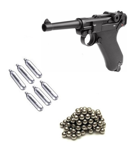 Pistola Balines Luger Fullmetal Blowback+6co2+500b Geoutdoor