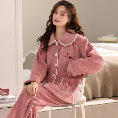 Pijama Coral Para Mujer, Cálido Y Cómodo