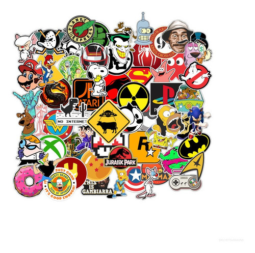 Imagem 1 de 2 de 64x Adesivos Personagens Nerd Geek Retro Nostalgia