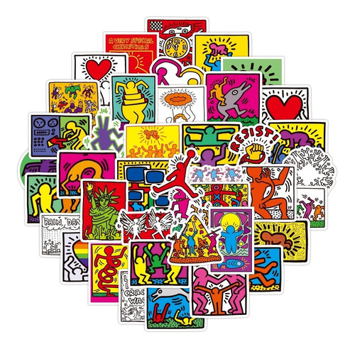 Keith Haring 50 Calcomanias Stickers De Pvc Vs Agua Arte