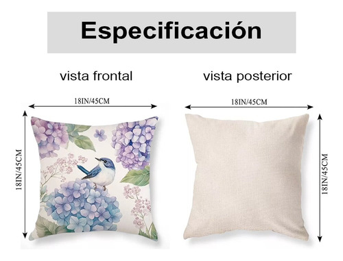 Fundas Cojines Almohada Decorativos Lino Algodón 4pcs 45cm Lavanda