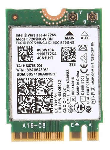 Placa Intel Wireless Ngff N 7265 7265ngw Bn Bt 4.0 Wifi