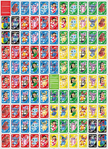 Uno Jogo De Cartas Lilo Stitch Baralho Filme Disney Dorso Branco Idioma Inglês Personagem Lilo & Stitch
