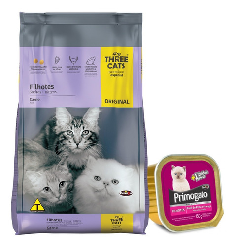 Three Cats Premium Cachorro 3 Kg Con Pate Primogato 150 Grs