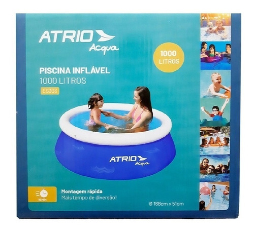 Piscina Inflável redonda Atrio Acqua ES303 de 1.68m x 0.51m 1000L azul caixa