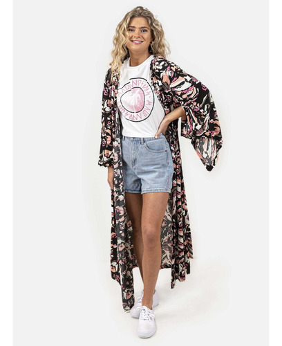 Blusa Abstract Art Kimono Mujer Multicolor Maui And Sons