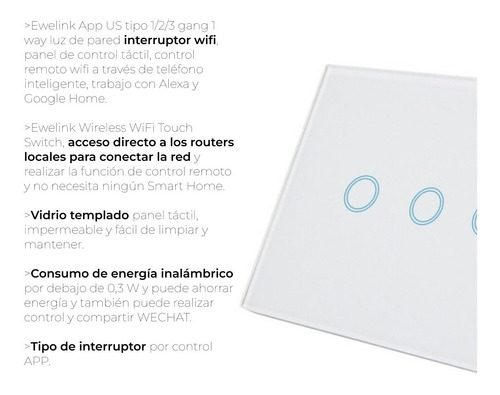 Interruptor Inteligente Hopemob Con 3 Botones Wifi Blanco