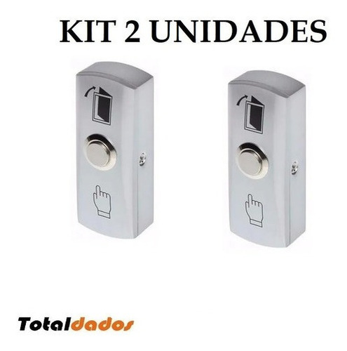 Imagem 1 de 2 de Kit 2 Botoeira De Sobrepor Inox Para Controle De Acesso