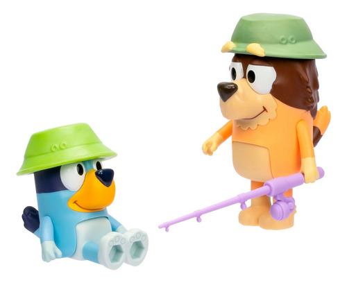 Bluey Pack 2 Figuras Personajes - Pescando Con El Abuelo