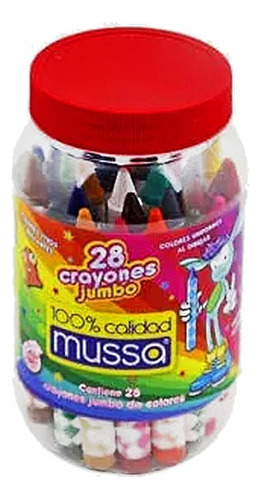 Crayones Mussa 28 Redondo Jumbo, Bote/28 Surtidos.