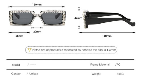 Gafas De Sol Rectangulares De Diamantes Para Mujeres, Gafas