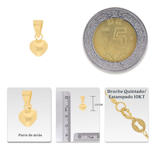 Dije Medalla Cadena Gargantilla Mujer Dama Corazón Oro 10k Mujer Cadena Italy Oro Puro 10 Kilates Regalo Novia Oro Joyería Fina Regalo Novia Medalla Oro Italiano Itlay 10k Italiana Grano De Café 10k Amarillo