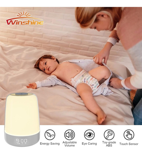 Comoda Lampara Buro Con Reloj Luz Nocturna Bebe Infantil