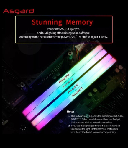 Memória Ram Ddr4 Rgb 16gb (2x8) 3200mhz Asgard