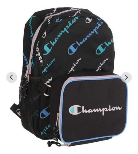 Mochila Champion Y Lonchera Incluida Escolar Azul Oscuro Liso