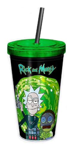 Copo Canudo Rick And Morty Portal Squad Cartoon Network Cor Preto