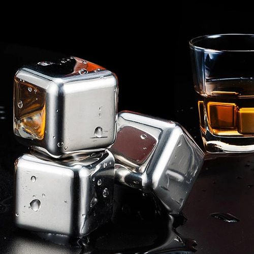 4 Cubitos De Hielo De Acero Inoxidable Reutilizables Whisky