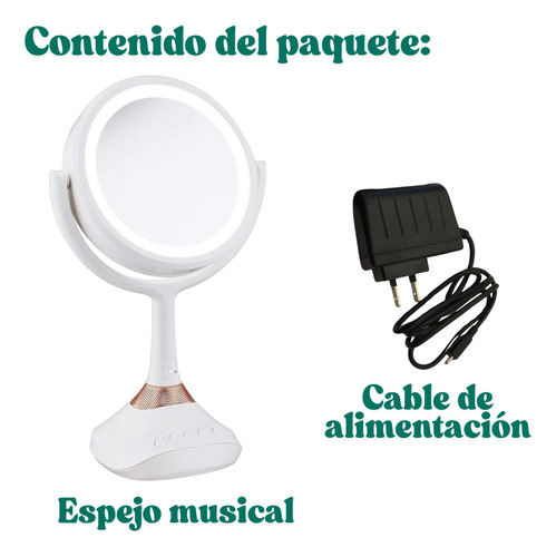 Espejo Maquillaje Con Luz Led Tipo Aro Bluetooth Bocina Aumento 10x 1x Portátil Doble Cara Iluminación 360 Grados Recargable Celular Música Touch USB Profesional cosmeticos belleza 1 pieza comerliv
