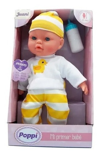 Muñeca Poppi Mi Primer Bebe Con Sonido Biberon Amarillo