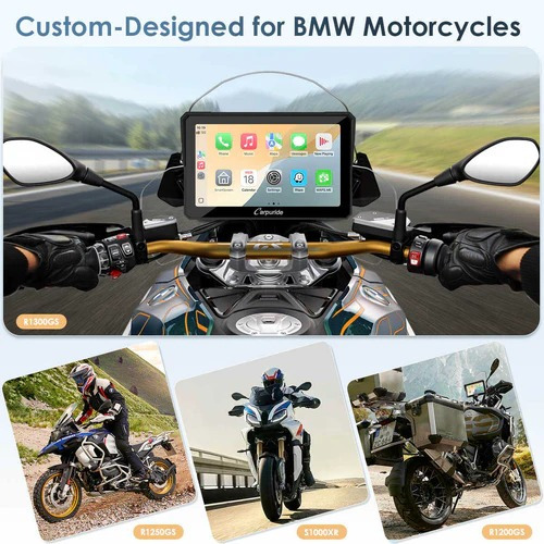 Pantalla Moto Carplay Carpuride W702bs Bmw R1300/1250/1200gs Negro