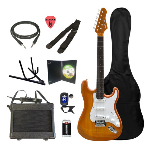 Imagen 1 de 10 de Combo Guitarra Electrica + Amplificador + Funda + Accesorios