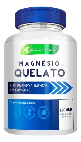 Magnesio Quelato 500mg 120cps Puro Concentrado formula avançada Ecomev