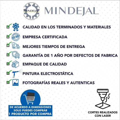 Repisa 100% Acero Inoxidable Marca Mindejal Color Gris