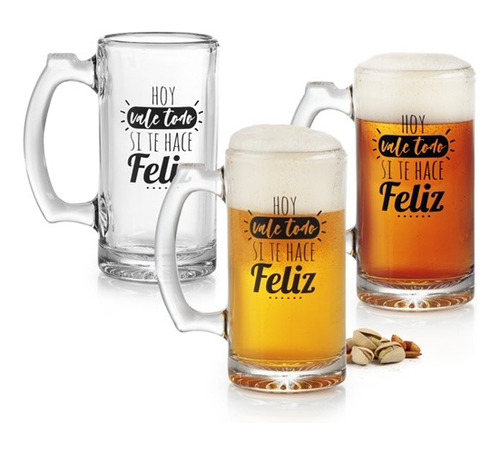 Juego De 3 Tarros De Vidrio Cerveceros Para Cerveza 355 Ml 