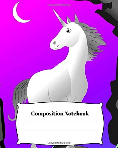 Composition Notebook Cool Cute Unicorn Cover Wide Ruled Line