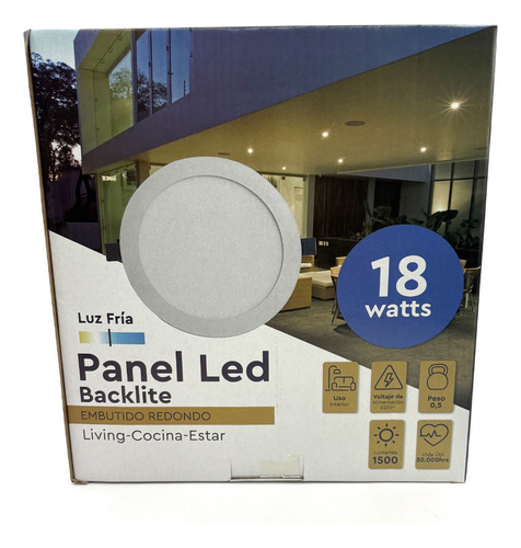 Pack 10 Panel Led Foco Plafón Backlight Emb Redond 18w 6500k