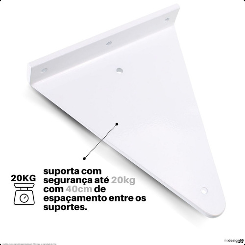 15cm - Mão Francesa Cantoneira Branca Reforçada - Rio Design99 - Ferro Aço Suporte Para Prateleira Resistente Industrial Prateleira Madeira Bancada Estante Triangular S28
