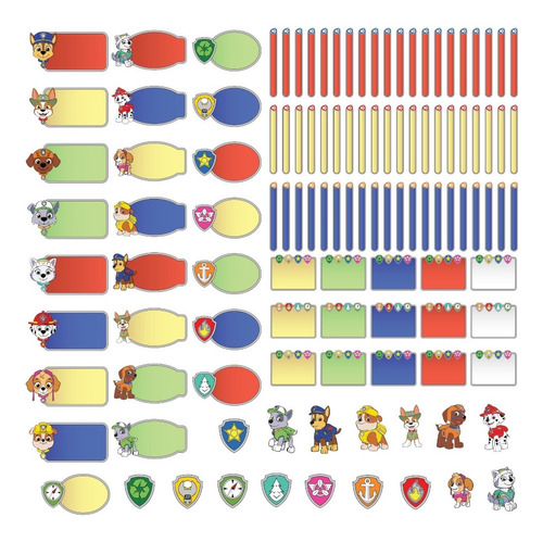 Imagem 3 de 3 de Etiquetas Escolares Patrulha Personalizadas Coloridas Jumbo